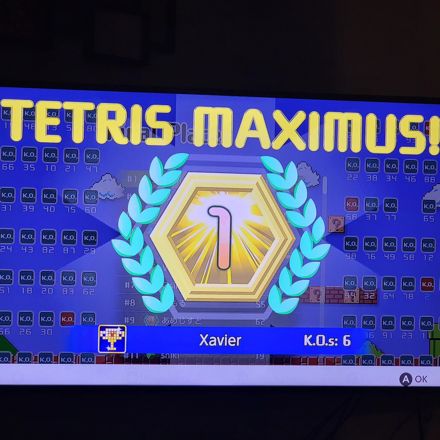 Victoire Tetris contre 99 joueurs sur internet.